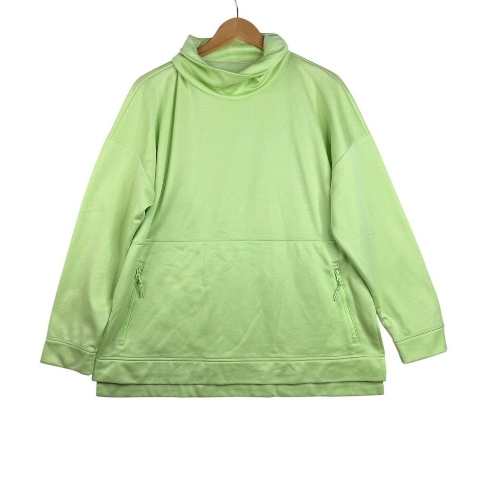 T by Talbots Women's Mock Neck Pullover Lounge Sweatshirt size XL Lime Green